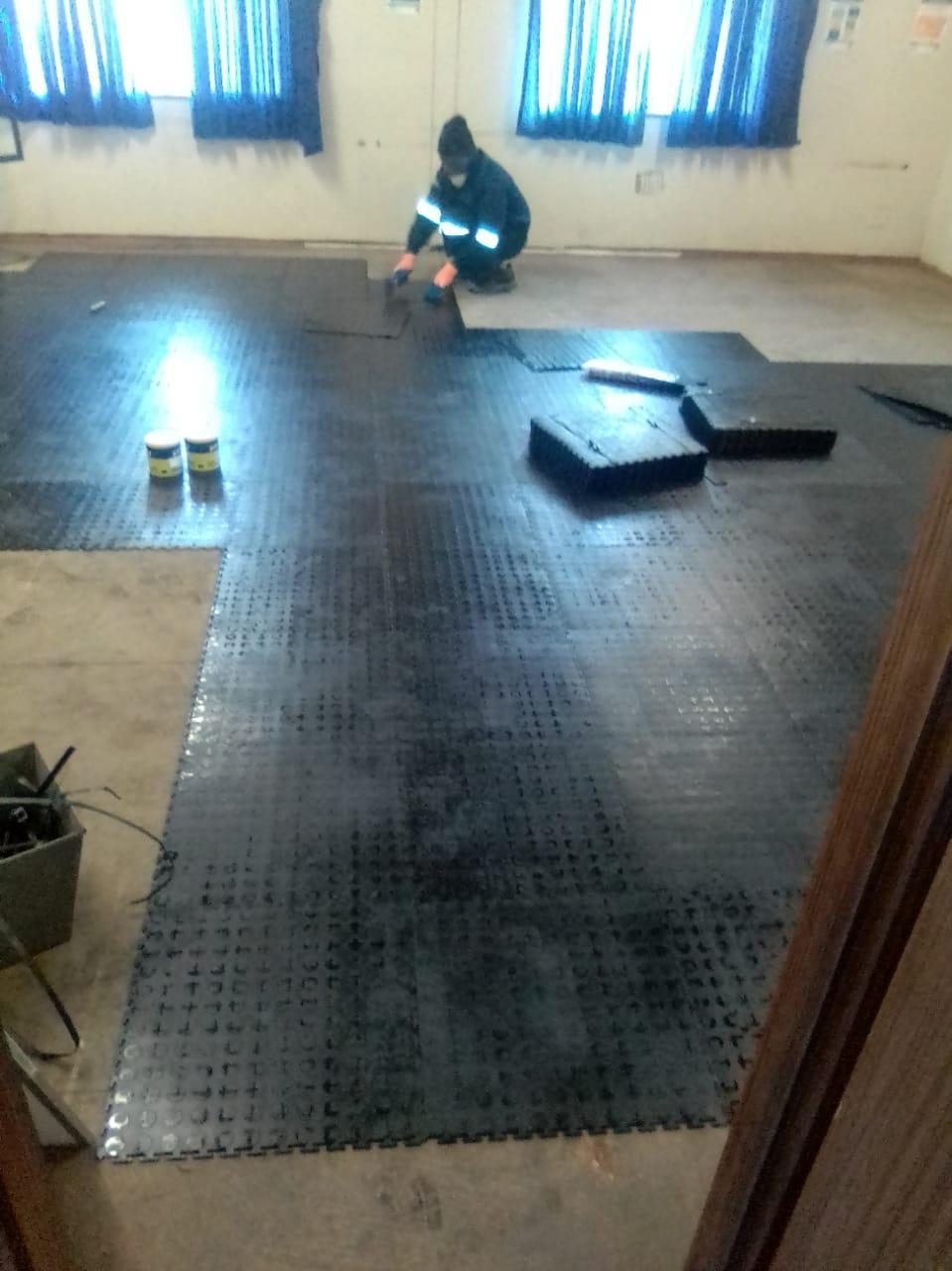 Industrial floor tiling