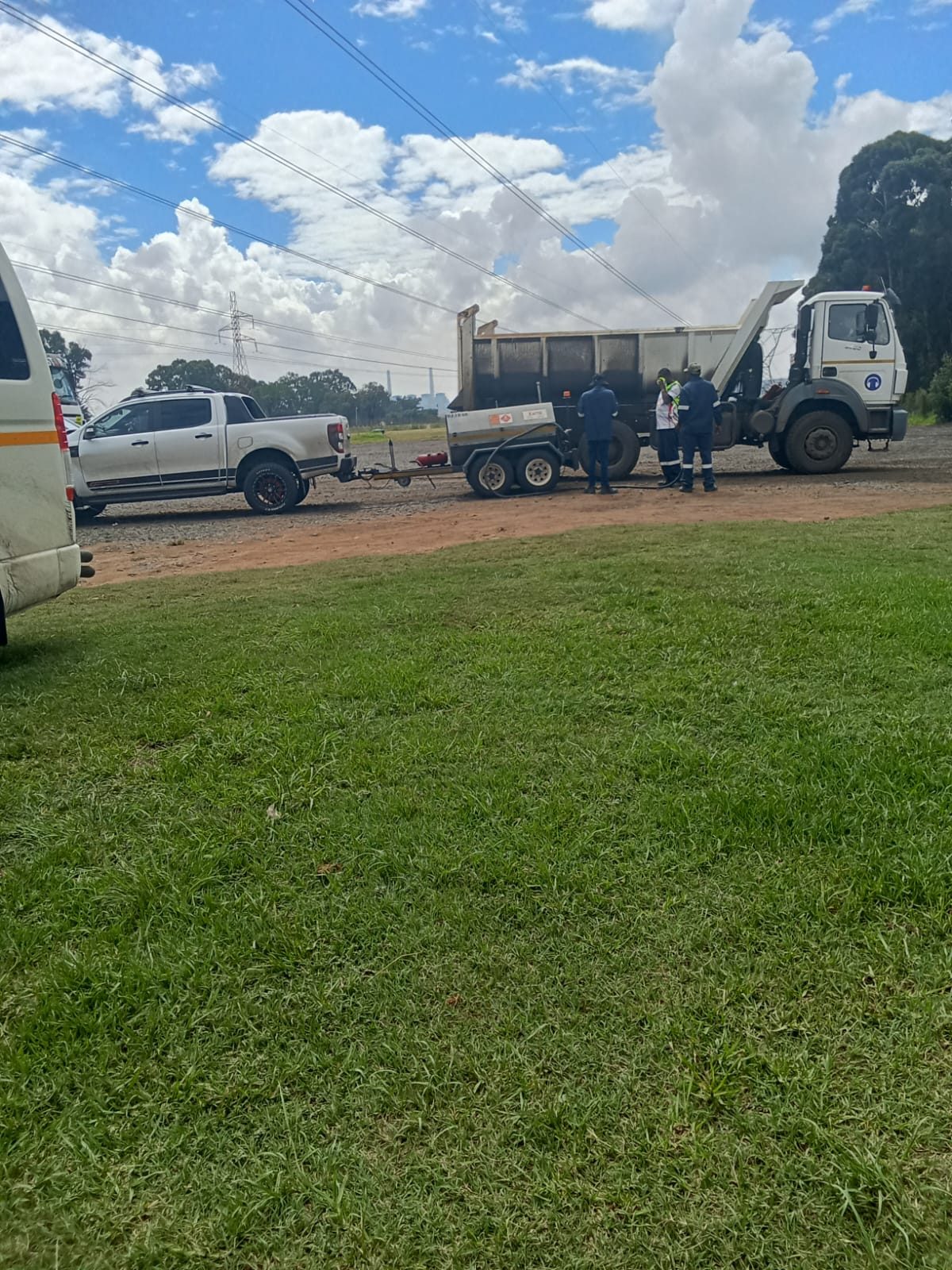 Trucks staged for loading